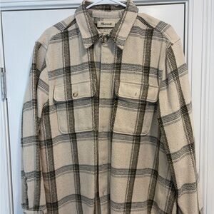 Madewell Plaid Button-Up Shacket in Cream and Black